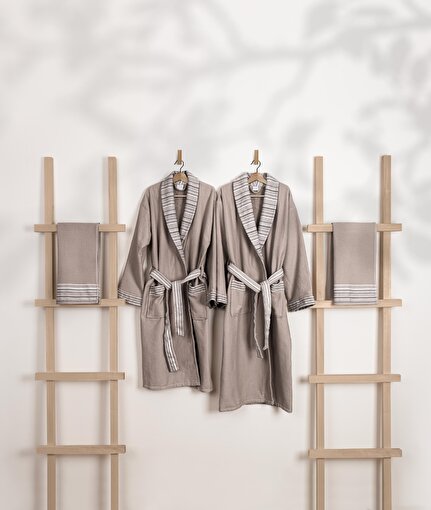 Picture of Koza Home Limira Set of 4 Mink Cotton 2 Bathrobes (1 SM)-(1 L-XL) 2 Dowry Towels 50x90 2238 SML-XL