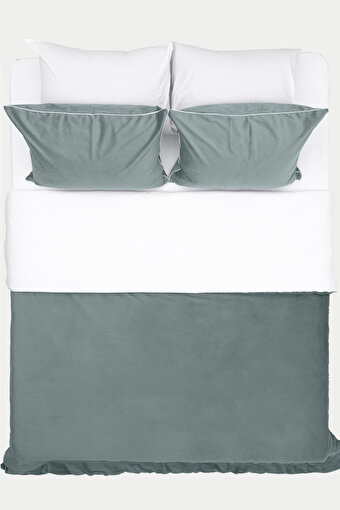 Picture of Koza Home Linda Green Velvet Double Duvet Cover Set 200x220 4 Pillows 5009 200 x 220