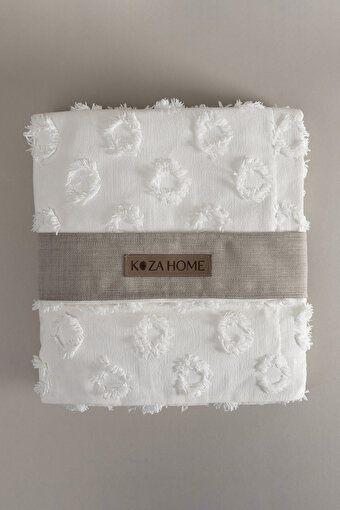 Koza Home Sitra Krem Çift Kişilik Püsküllü Yatak Örtüsü 230x250 2 Yastık 50x70 5031 230 x 250. ürün görseli