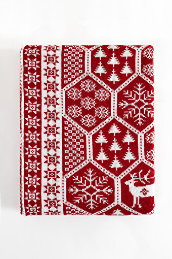 Picture of Koza Home Destino Red New Year Christmas Patterned TV Blanket 130x170 2023 130 x 170