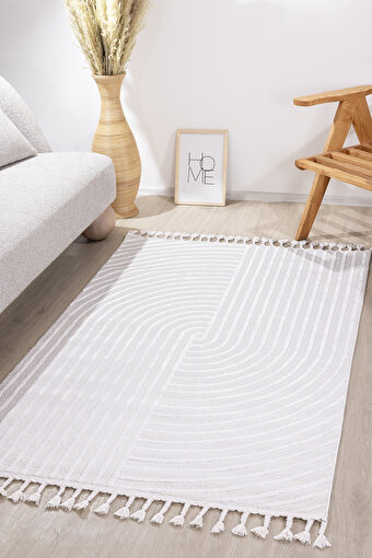 Picture of Koza Carpet Malta Scandinavian Cream Carpet Living Room Bedroom Hallway Kitchen Machine Carpet 33410A 60 x 100
