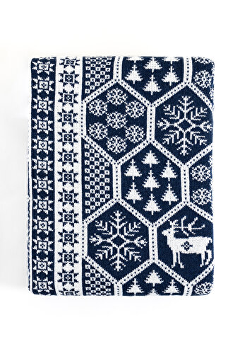 Picture of Koza Home Destino Blue New Year Christmas Patterned Tv Blanket 130x170 2022 130 x 170