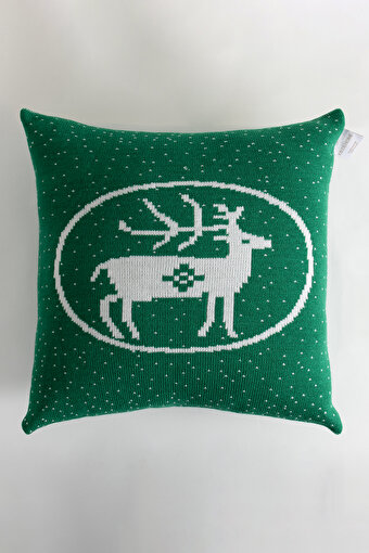 Picture of Koza Home Destino Green New Year Christmas Deer Patterned Square Cushion Cover 45x45 2025 45 x 45
