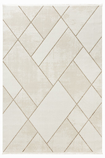 Koza Halı Lumina Krem Kahve Tozumaz Salon Koridor Balkon Teras Bahçe Oturma Odası Halısı A0863A 100 x 300. ürün görseli