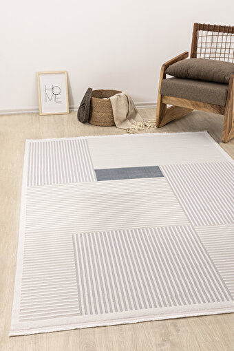 Picture of Koza Carpet Farahan Gray Blue Geometric Dustproof Living Room Corridor Balcony Terrace Garden Living Room Carpet A0859A 60 x 100