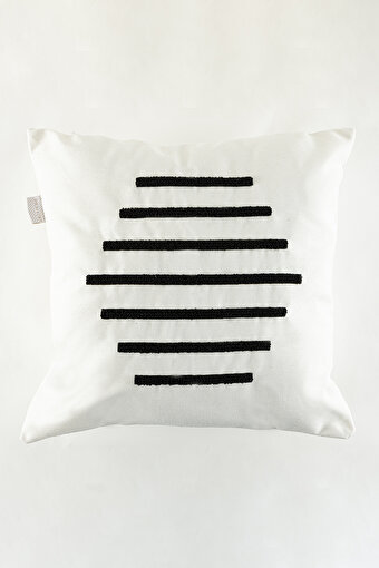 Picture of Koza Home Craft Black Stripe Patterned Beaded Fiber Filled Cushion 43 x 43 35306A 43 x 43