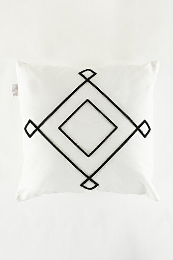 Picture of Koza Home Craft Black Diamond Slice Patterned Beaded Fiber Filled Cushion 43 x 43 35307A 43 x 43