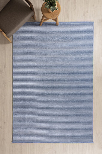 Picture of Koza Carpet Stripe Blue Rug Non-Slip Base Living Room Sitting Room Entrance Carpet 33013A 60 x 100