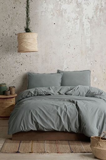 Picture of Koza Home Boho Plain Natural Green 100% Cotton Duvet Cover Set Single 100 X 200 7033A 100 x 200
