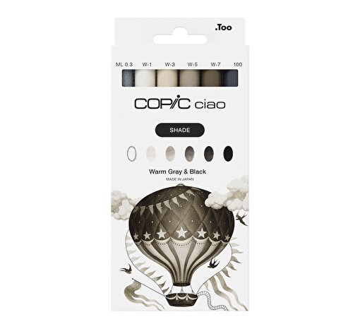 COPIC CIAO SHADE SET, WARM GRAY &amp;amp; BLACK, 6 PCS. ürün görseli