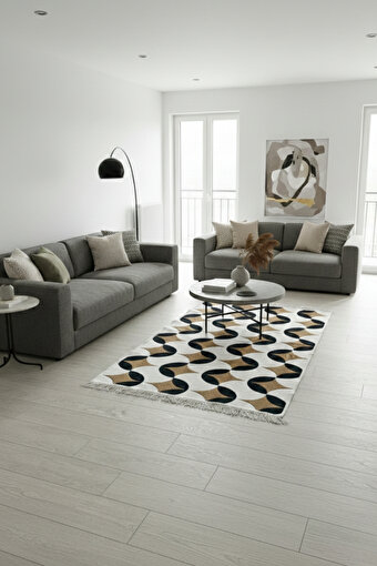 Lorvian Noletti Modern Desenli Günlük Kullanıma Makinede Yıkanabilir Çift Taraflı Uygun Kilim. ürün görseli