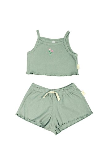 Miela Kids Flora Nakışlı Crop Fitilli Takım 1-2 Yaş resmi