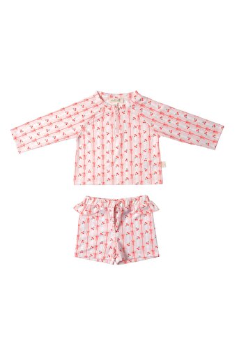 Miela Kids UV Korumalı Alt Üst Kız Bebek Set - Cherry Bow 0-6 Ay resmi