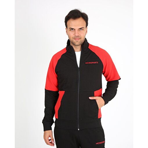 MoonSports Gölcük Erkek  Zip Ceket,siyah kırmızı,M. ürün görseli