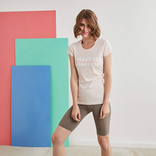 MoonSports Barbara Kadın Make İt Baskılı  Tshirt,SOMON,XS. ürün görseli