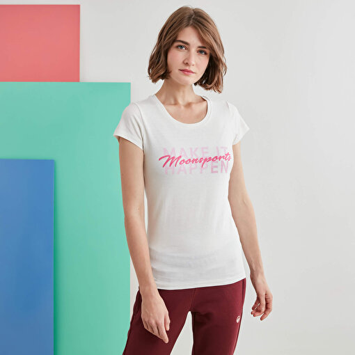 MoonSports Barbara Kadın Make İt Baskılı  Tshirt,WHITE,M. ürün görseli