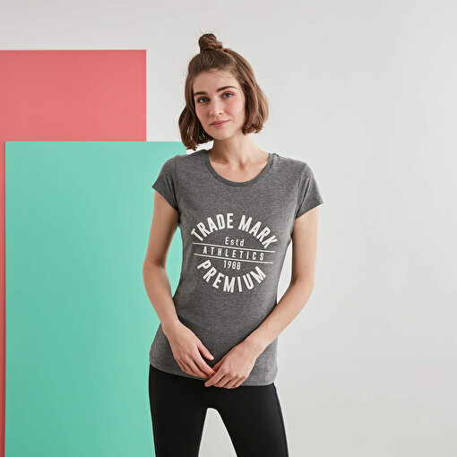 MoonSports Susan Kadın Baskılı  Tshirt,GRİ,S. ürün görseli