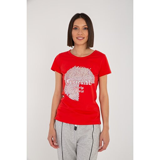 MoonSports Yalla Kadın  Tshirt,KIRMIZI,M. ürün görseli