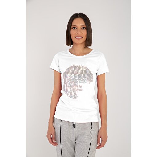 MoonSports Yalla Kadın  Tshirt,KREM,M. ürün görseli