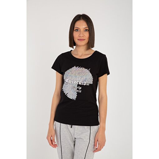 MoonSports Yalla Kadın  Tshirt,SİYAH,S. ürün görseli