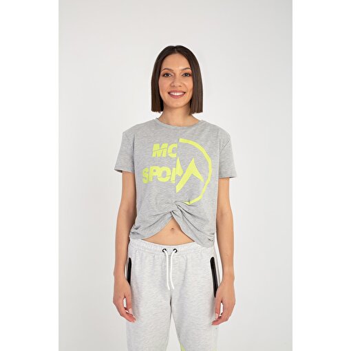 MoonSports Blair Kadın Büzgülü  Tshirt,GREY,L. ürün görseli