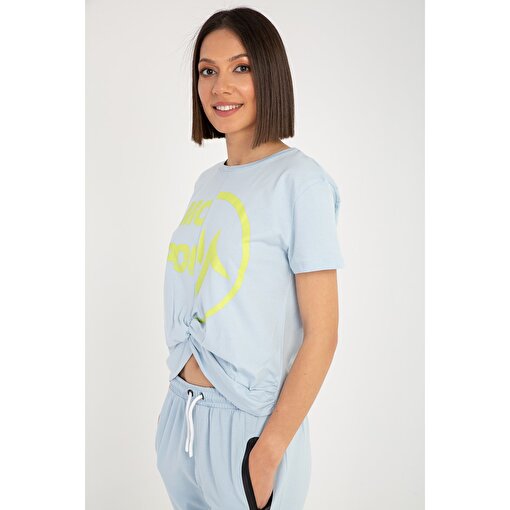 MoonSports Blair Kadın Büzgülü  Tshirt,MAVİ,M. ürün görseli