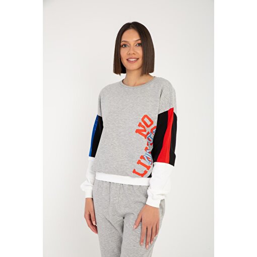 MoonSports Tiffany Kadın Baskılı  Sweatshirt,GRİMELANJ,M. ürün görseli