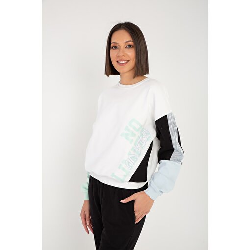 MoonSports Tiffany Kadın Baskılı  Sweatshirt,ECRU,L. ürün görseli