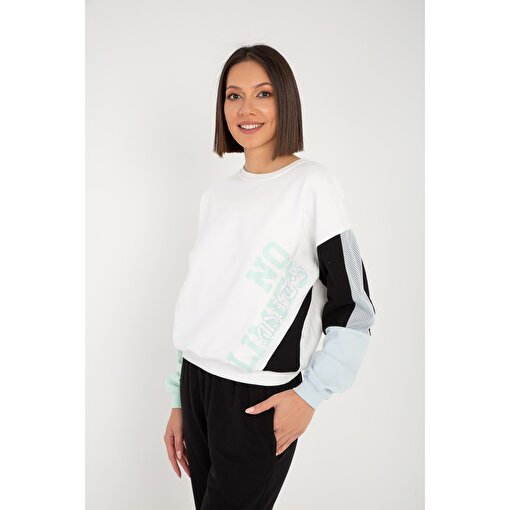 MoonSports Tiffany Kadın Baskılı  Sweatshirt,ECRU,M. ürün görseli