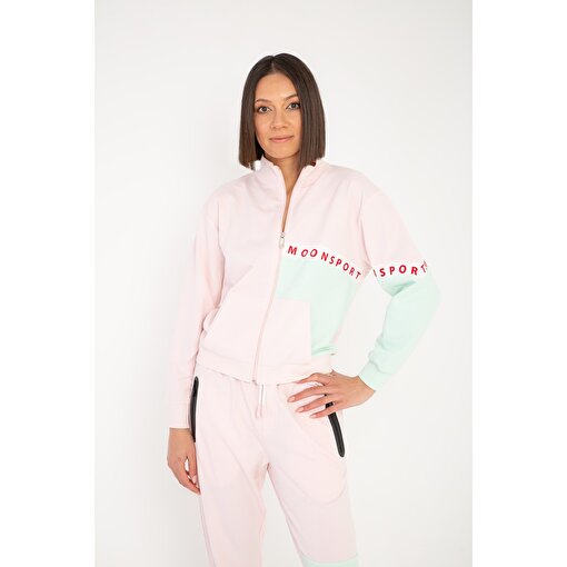 MoonSports Olivia Kadın Fermuarlı Beyaz Siyah Sweatshirt,LİLA,M. ürün görseli