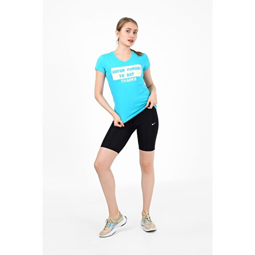 MoonSports Lili Kadın Never Forget Baskılı  Tshirt,TURKUAZ,M. ürün görseli