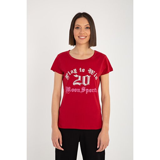 MoonSports Alisa Kadın 20 Baskılı  Tshirt,KIRMIZI,S. ürün görseli