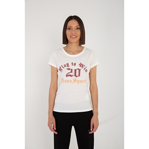 MoonSports Alisa Kadın 20 Baskılı  Tshirt,EKRU,XS. ürün görseli