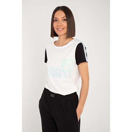 MoonSports Rebeka Kadın No Limits Baskılı Tshirt,A.ECRU,M. ürün görseli