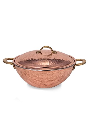Cobper Premium Collection Kapaklı Bakır Wok Tava 25cm. ürün görseli