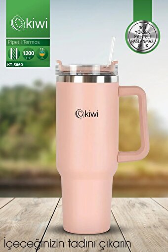 Kiwi Kt-8660 Pipetli Termos Bardak 1,2 Lt Sıcak ve Soğuk pembe. ürün görseli