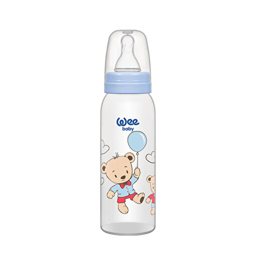 Picture of WeeBaby Classic PP Feeding Bottle 250 ml (silicone nipple No:1) Blue