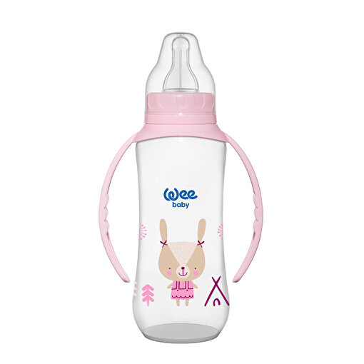 Picture of WeeBaby PP Feeding Bottles with Grip 270 ml (silicone nipple No:2) Pink