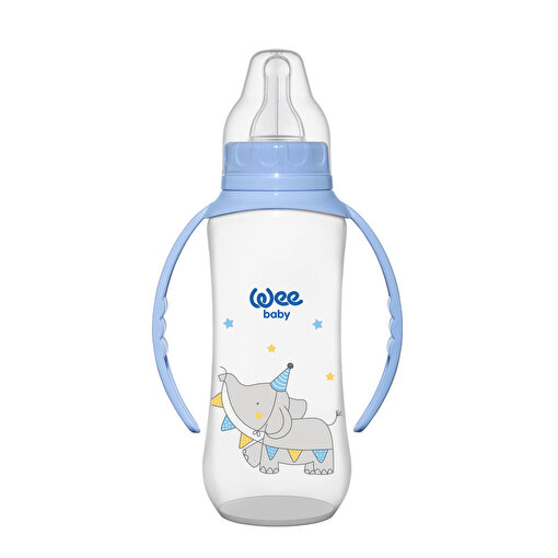 Picture of WeeBaby PP Feeding Bottles with Grip 270 ml (silicone nipple No:2) Blue