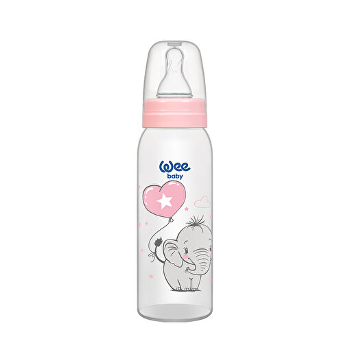 Picture of WeeBaby Classic PP Feeding Bottle 250 ml (silicone nipple No:1) Pink