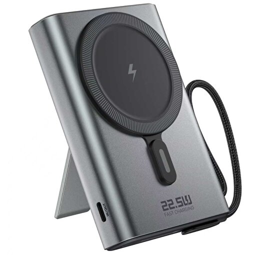SHAZA 10.000 Mah 22.5W Led Göstergeli Magsafe Powerbank -Siyah resmi