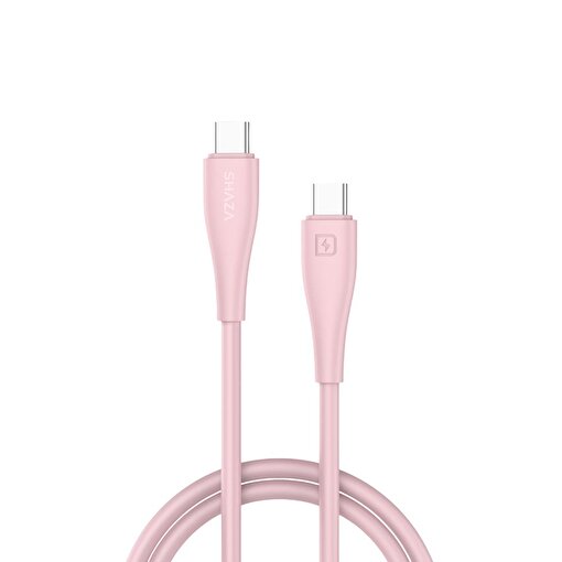 SHAZA Silikon Type-C to Type-C 5A 60W Hızlı Şarj / Veri Kablosu -Pembe resmi