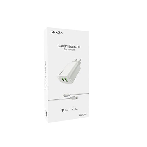 SHAZA 2.4A Seyahat Şarj Adaptörü + Lightning Kablo resmi
