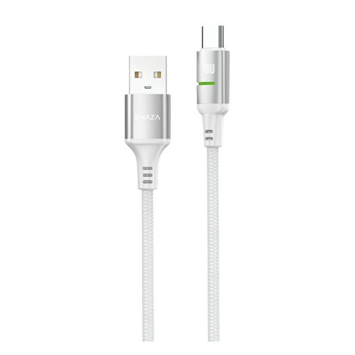 SHAZA 18W Usb-A To Type-C Örgülü Hızlı Şarj ve Data Kablosu Beyaz resmi