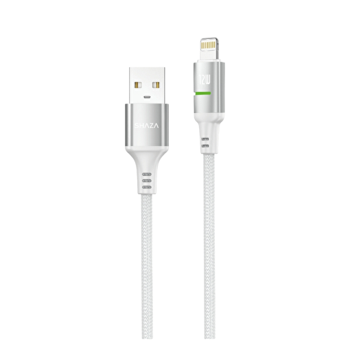 SHAZA Örgülü Usb-A to Lightning 12W Hızlı Şarj ve Data Kablosu Beyaz resmi