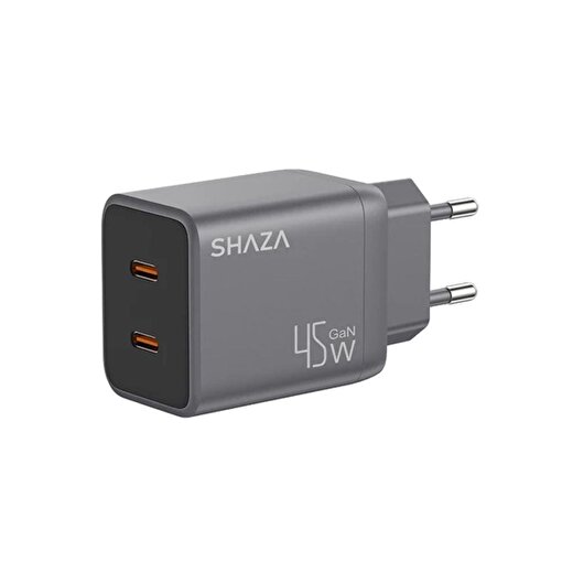 SHAZA Nexa Serisi Çift Çıkışlı Type-C to Type-C 45W Şarj Adaptörü resmi