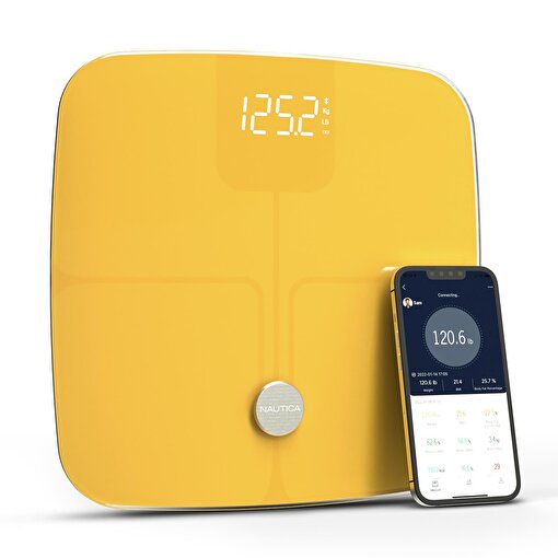 Nautica Classic Collection Plus Vücut Analizli Akıllı Bluetooth Tartı Baskül Sarı. ürün görseli