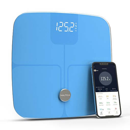 Nautica Classic Collection Plus Vücut Analizli Akıllı Bluetooth Tartı Baskül Mavi. ürün görseli