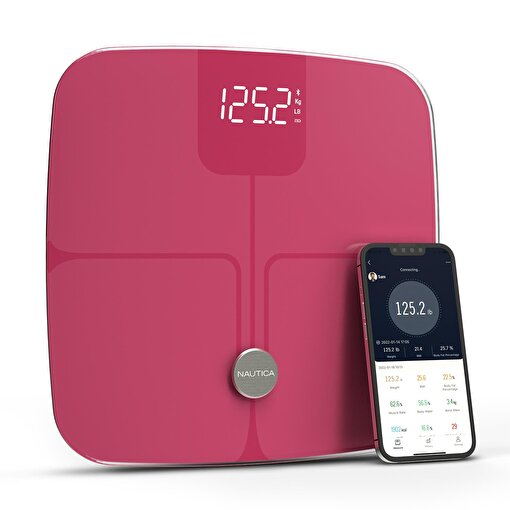 Nautica Classic Collection Plus Vücut Analizli Akıllı Bluetooth Tartı Baskül Kırmızı. ürün görseli