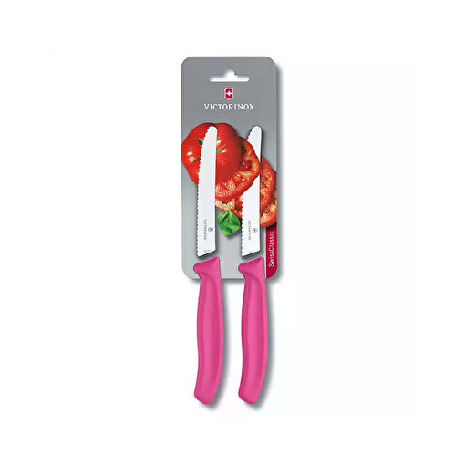 Victorinox 6.7836.L115B 11cm Pembe 2li Tırtıklı Domates ve Sofra Bıçağı, Blisterli Paket. ürün görseli
